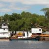 with barge and work tug